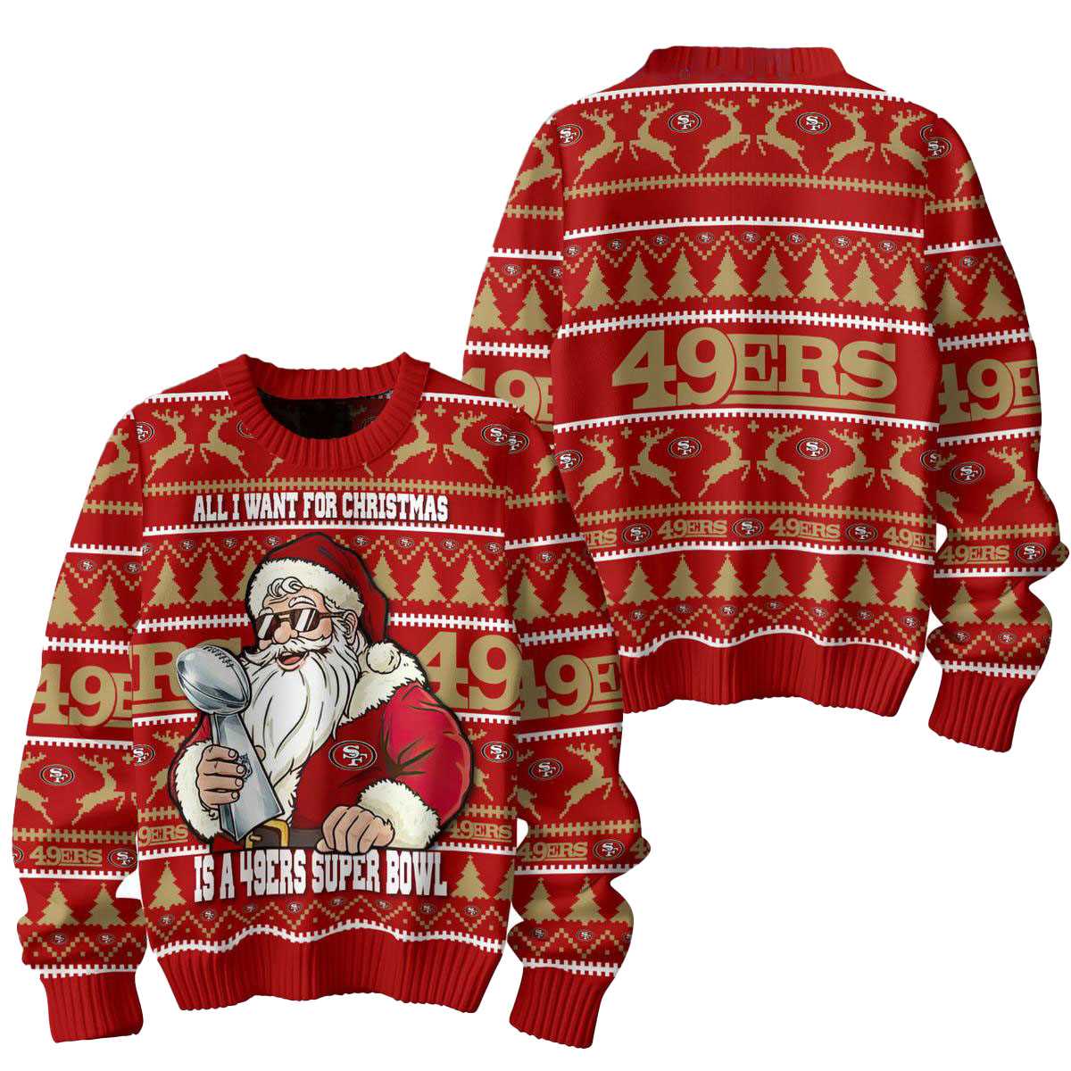 Miami Dolphins Santa All I Want For Christmas Is Super Bowl Ugly Sweater