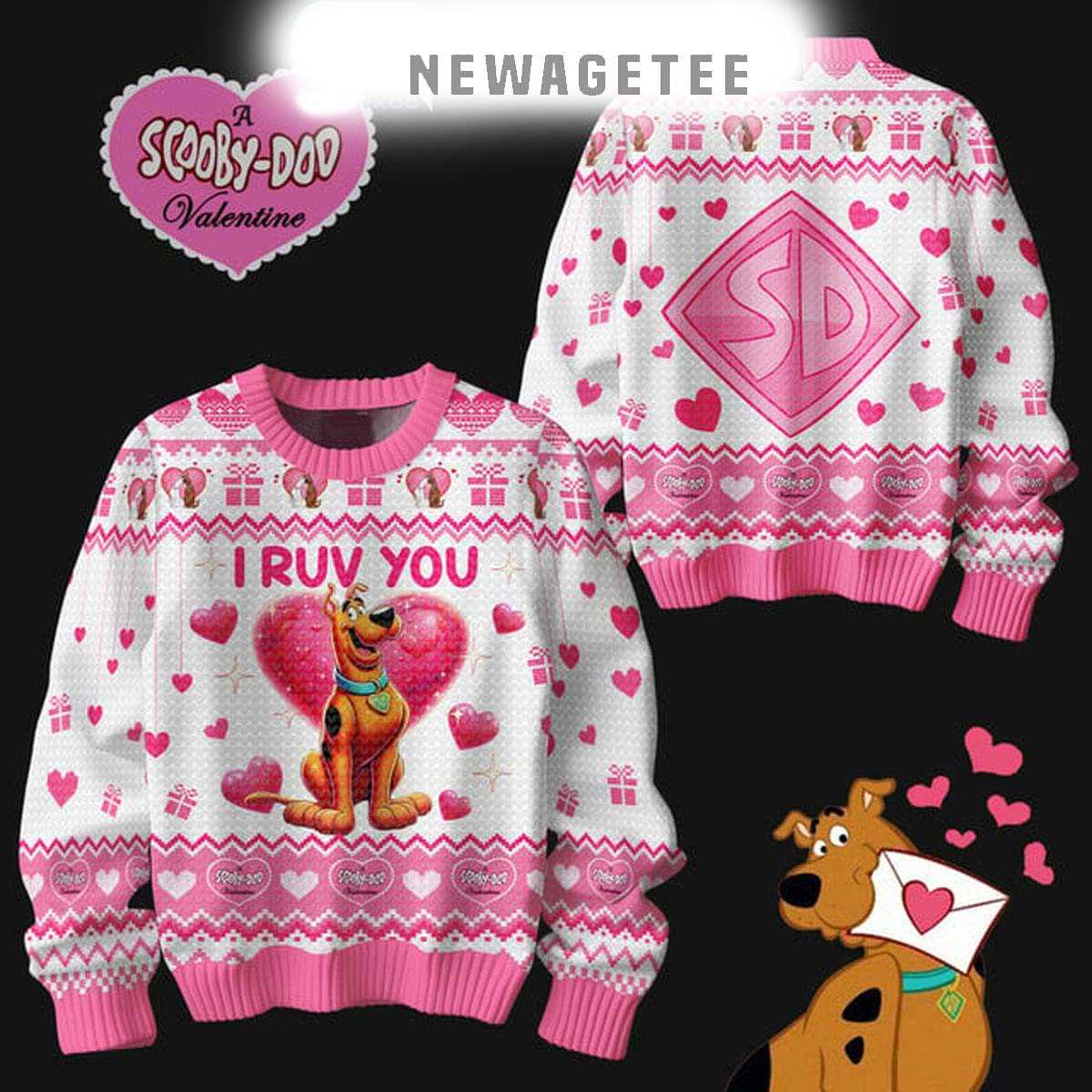 Scooby Doo 2025 True Love I Ruv You Happy Valentine Ugly Sweater Scooby Doo 2025 True Love I Ruv You Happy Valentine Ugly Sweater