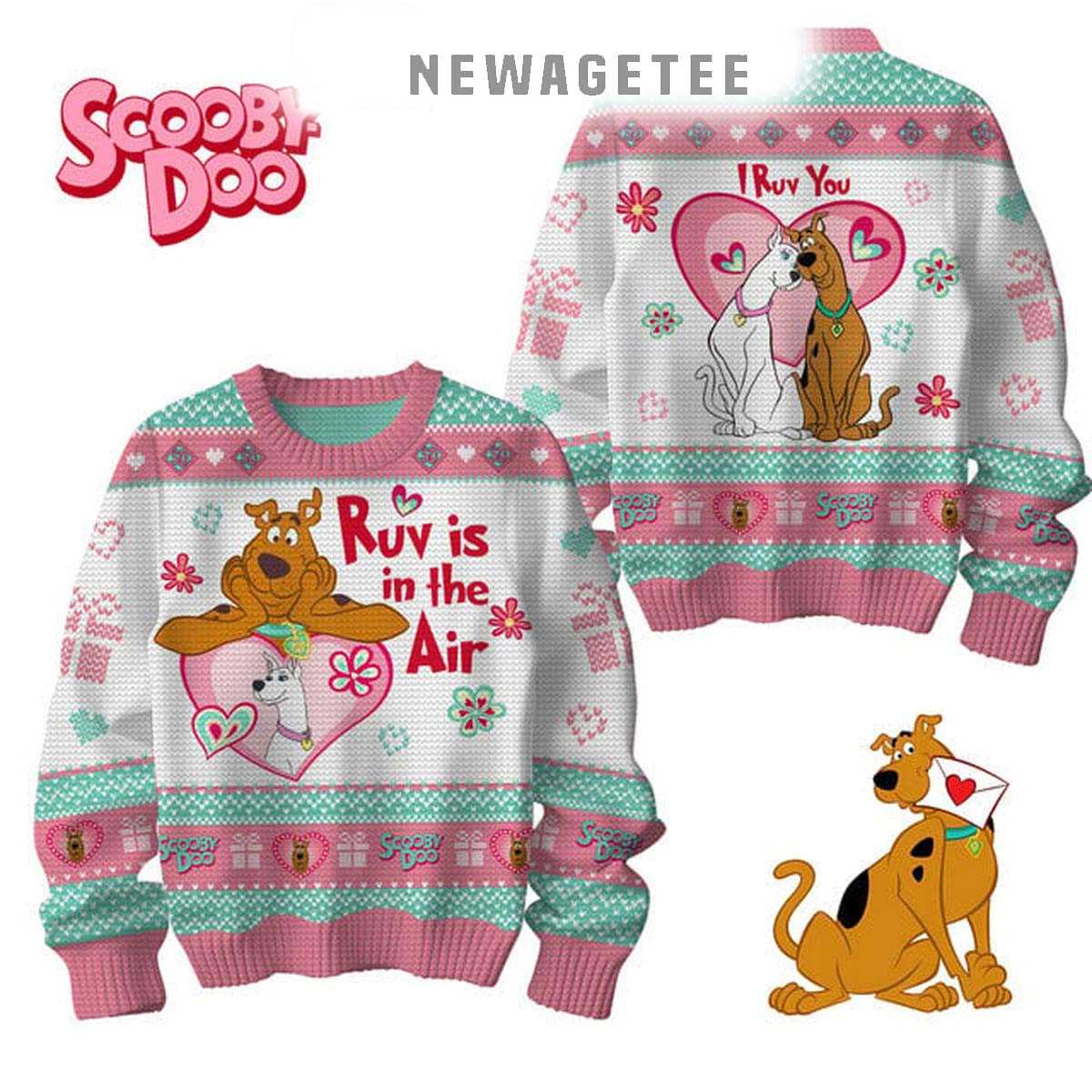 Scooby Doo Ruh Roh Be My Valentine Happy Holidays 2025 Ugly Christmas Sweater