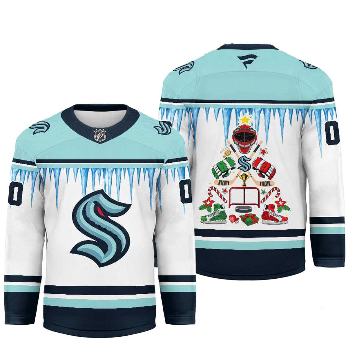 Seattle Kraken Icicle Christmas Tree Custom Hockey Jersey