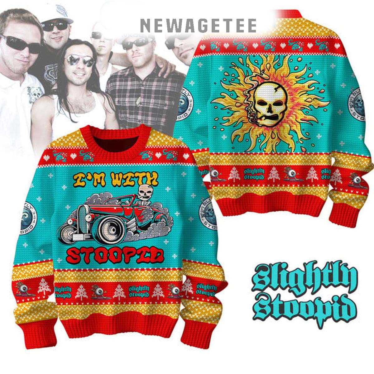 Slightly Stoopid Im With Stoopid Be Merry Christmas Ugly Sweater Slightly Stoopid Im With Stoopid Be Merry Christmas Ugly Sweater