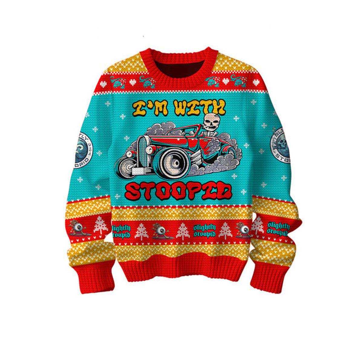 Slightly Stoopid Im With Stoopid Be Merry Christmas Ugly Sweater Slightly Stoopid Im With Stoopid Be Merry Christmas Ugly Sweater