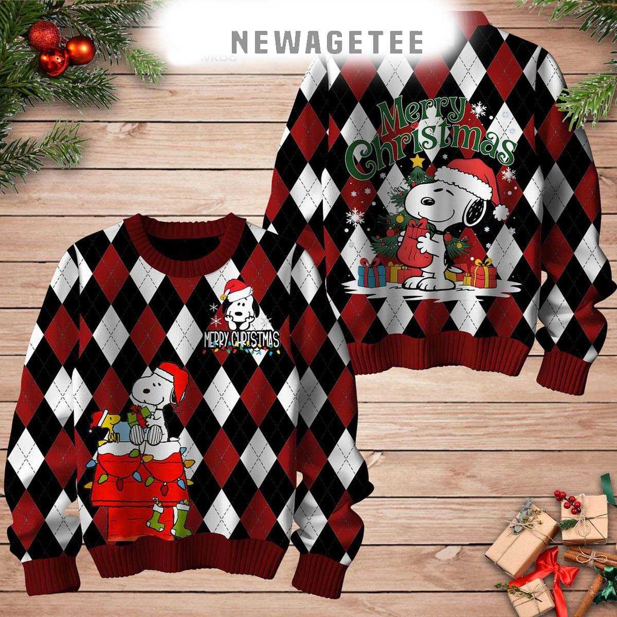 Snoopy Happy Peanuts Christmas Be Merry Ugly Sweater Snoopy Happy Peanuts Christmas Be Merry Ugly Sweater