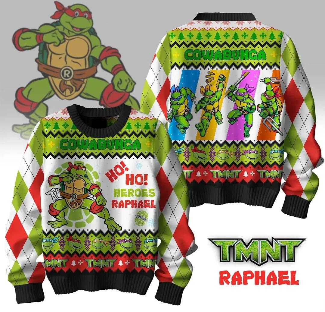 Teenage Mutant Ninja Turtles Ho Ho Heroes Raphael 2025 Christmas Ugly Sweater