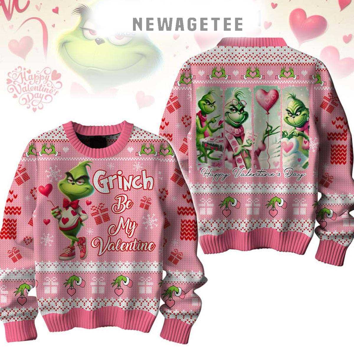 The Grinch Be My Valentine And Merry Christmas Ugly Sweater
