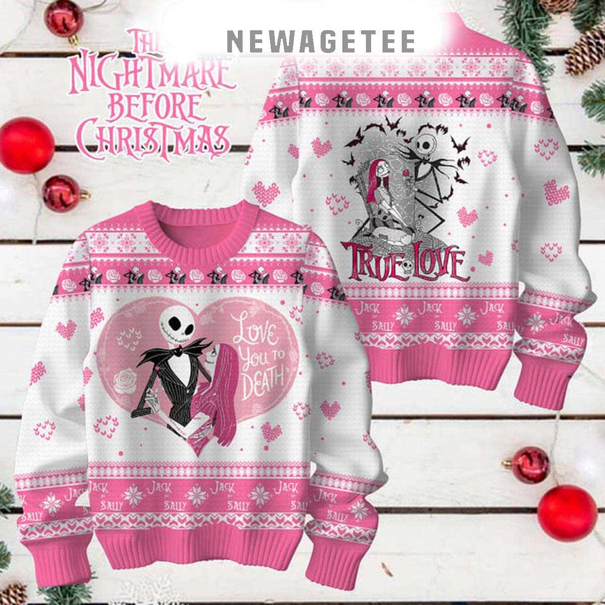 The Nightmare Before Christmas Love You To Death 2025 Ugly Sweater