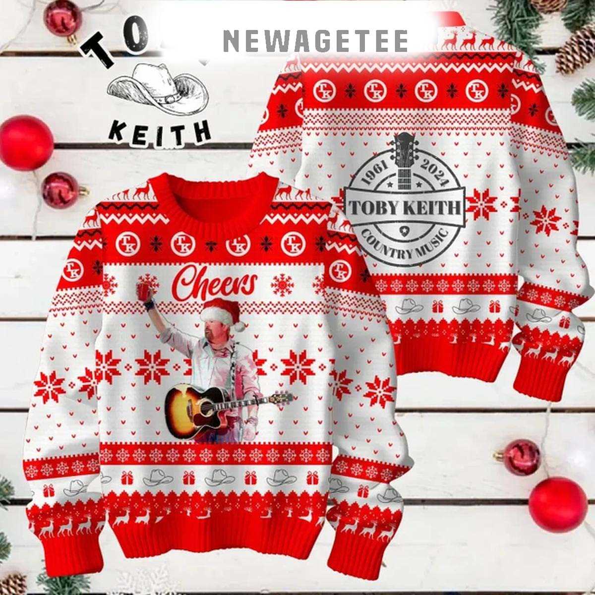 Toby Keith Cheers 1961-2025 Country Music Christmas Ugly Sweater