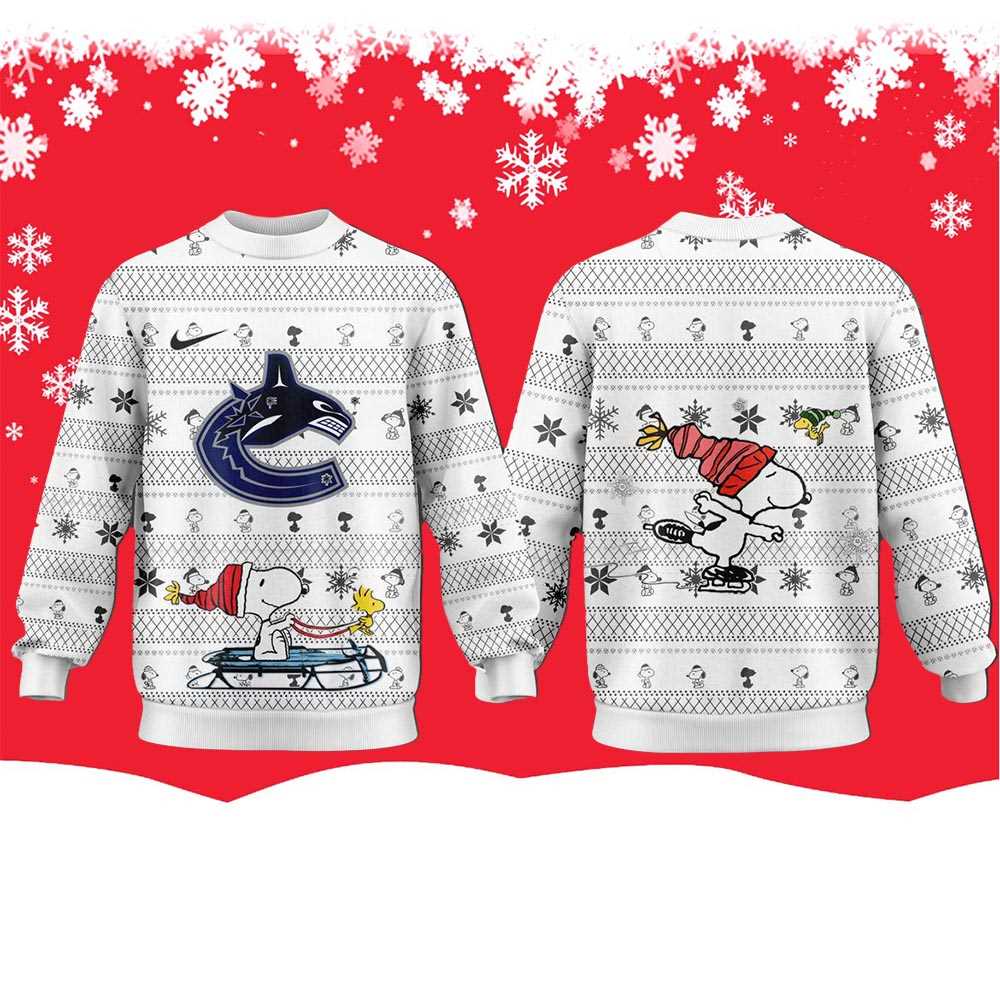 Vancouver Canucks Snoopy Peanuts 2025 Ugly Christmas Sweater