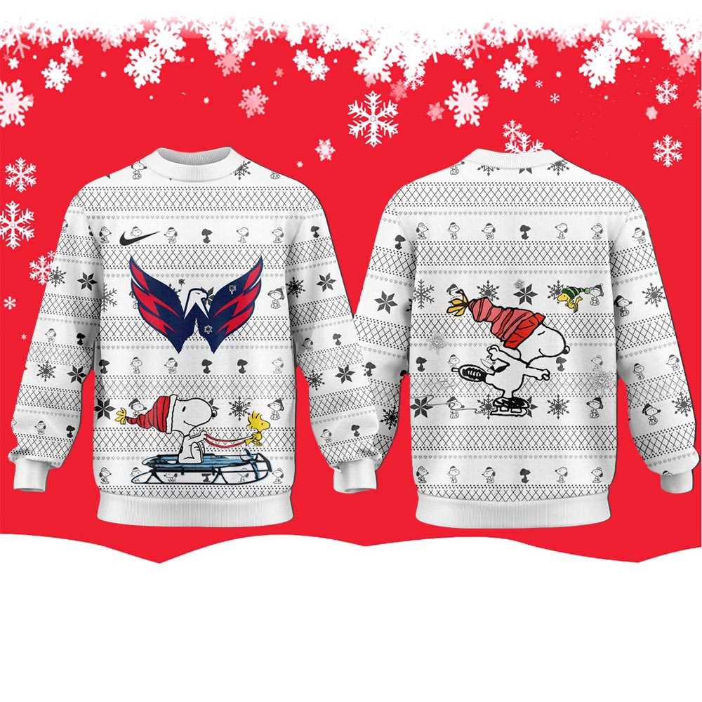 Washington Capitals Snoopy Peanuts 2025 Ugly Christmas Sweater