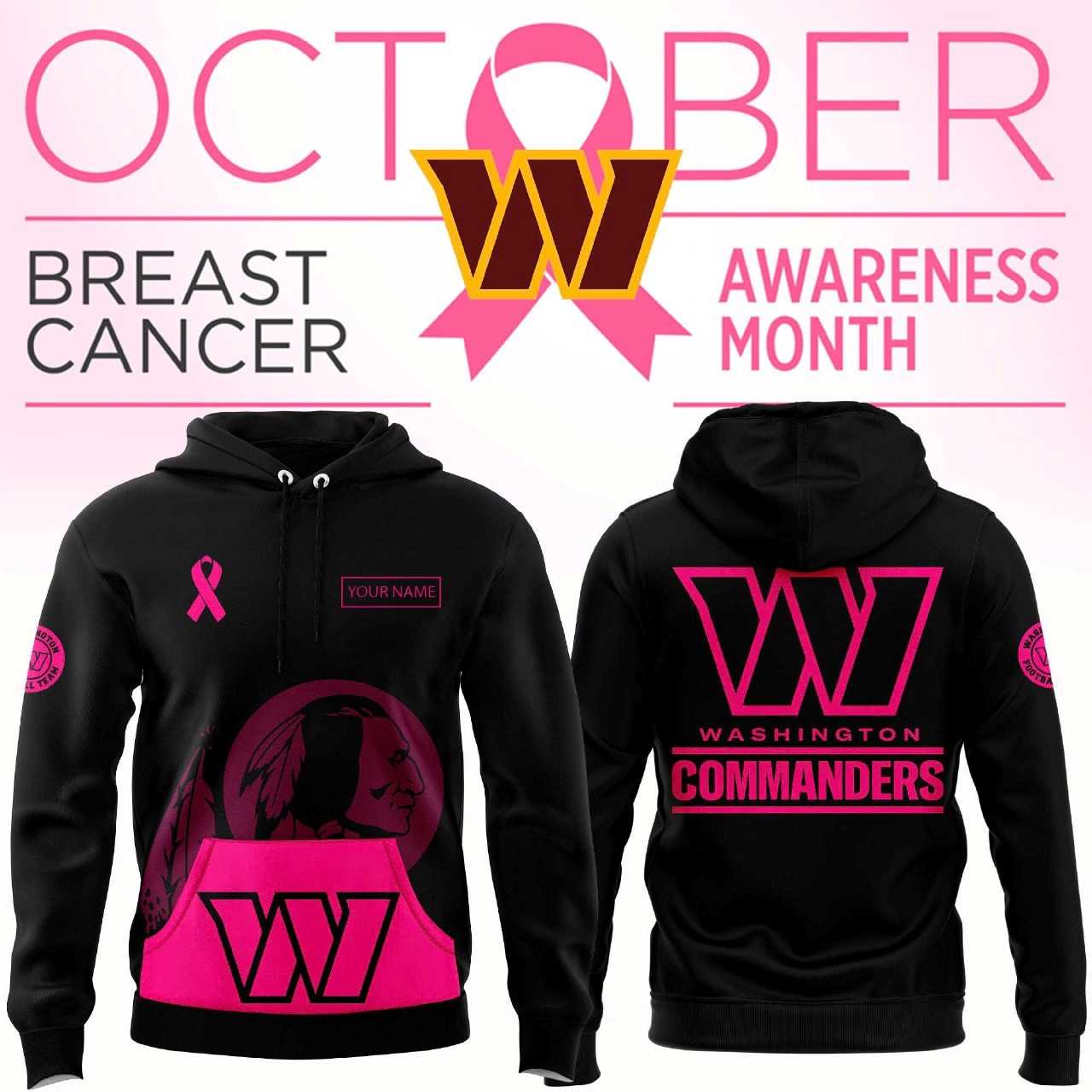 Washington Commanders Breast Cancer Awareness Hoodie