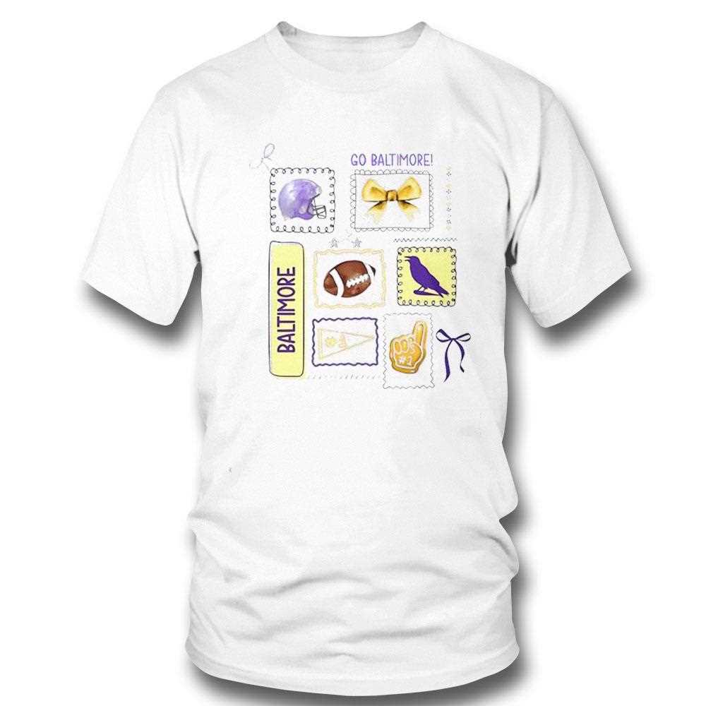 Go Baltimore Football Helmet Bow #1 Fan Graphic Team Spirit Tee