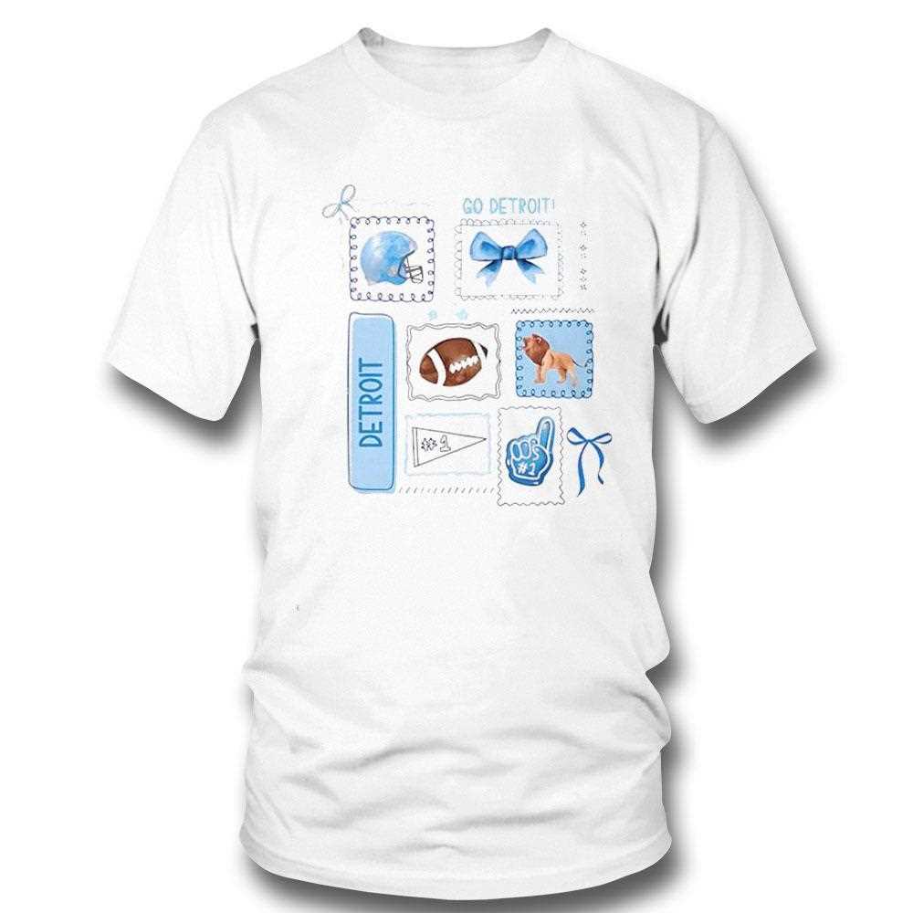 Go Detroit Football Helmet Bow #1 Fan Graphic Team Spirit Tee