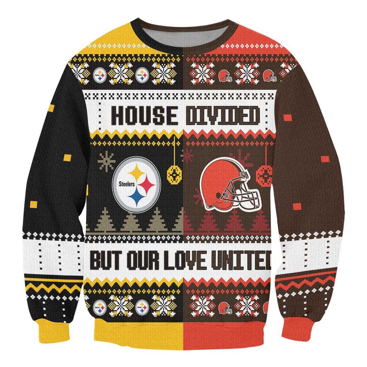 Pittsburgh Steelers Miami Dolphins Nfl House Divided But Our Love United Ugly Christmas Sweater