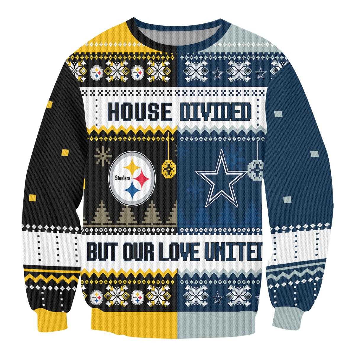 Pittsburgh Steelers Cleveland Browns Nfl House Divided But Our Love United Ugly Christmas Sweater