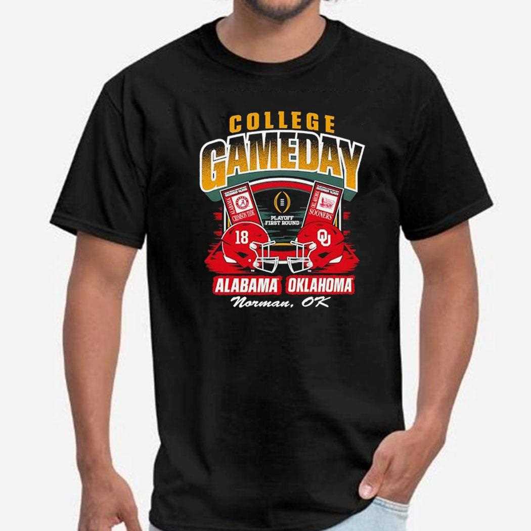 College Gameday 2025-2026 Cfp Alabama Crimson Tide Vs Oklahoma Sooners 1st Round Tee College Gameday 2025-2026 Cfp Alabama Crimson Tide Vs Oklahoma Sooners 1st Round Tee