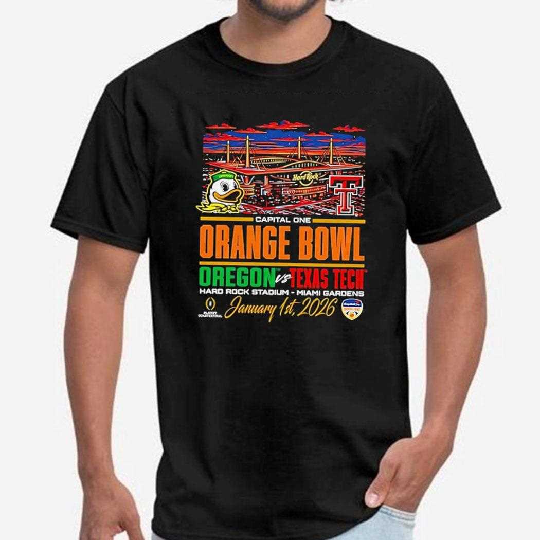 Oregon Ducks Football Playoff 2026 Orange Bowl Helmet Tee