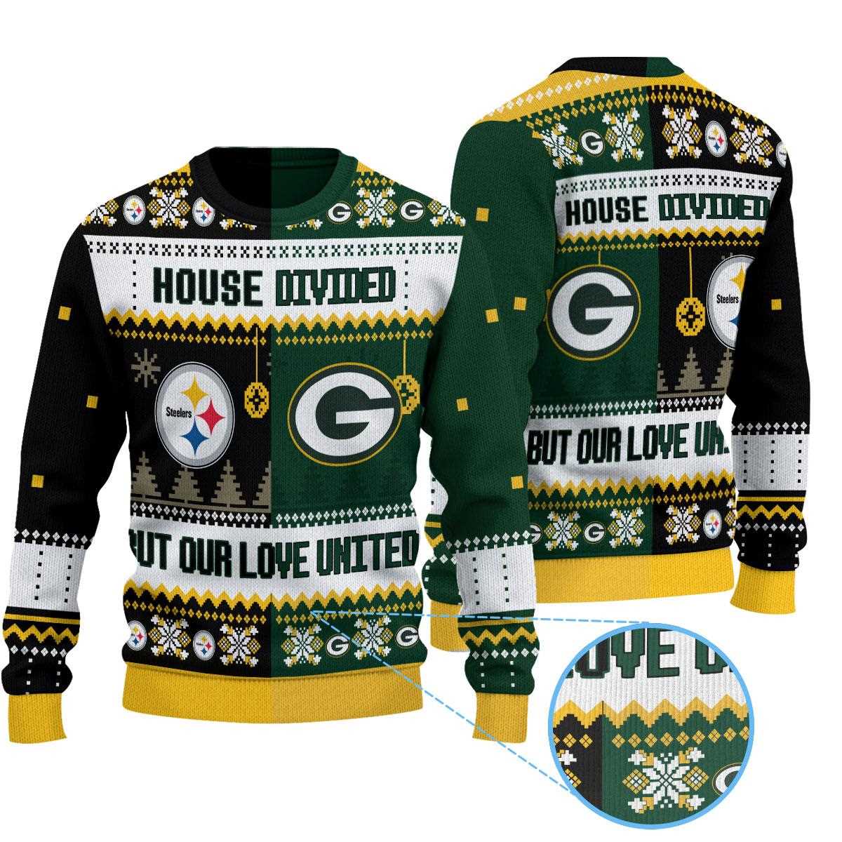 Pittsburgh Steelers Dallas Cowboys Nfl House Divided But Our Love United Ugly Christmas Sweater Pittsburgh Steelers Dallas Cowboys Nfl House Divided But Our Love United Ugly Christmas Sweater