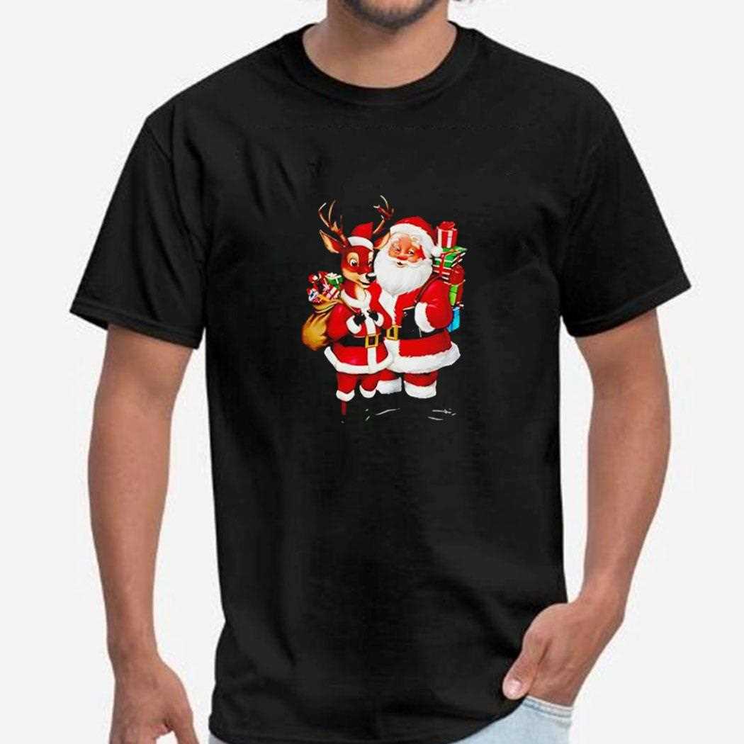 Santa Claus Reindeer Character Christmas Tee Santa Claus Reindeer Character Christmas Tee