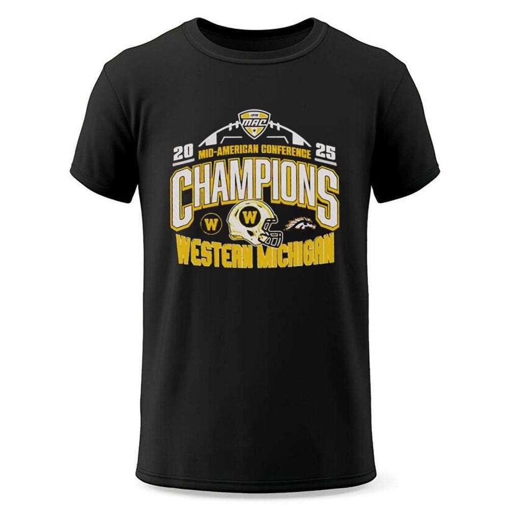 Western Michigan Broncos 2025 Mid-american Conference Football Champions Tee Western Michigan Broncos 2025 Mid-american Conference Football Champions Tee