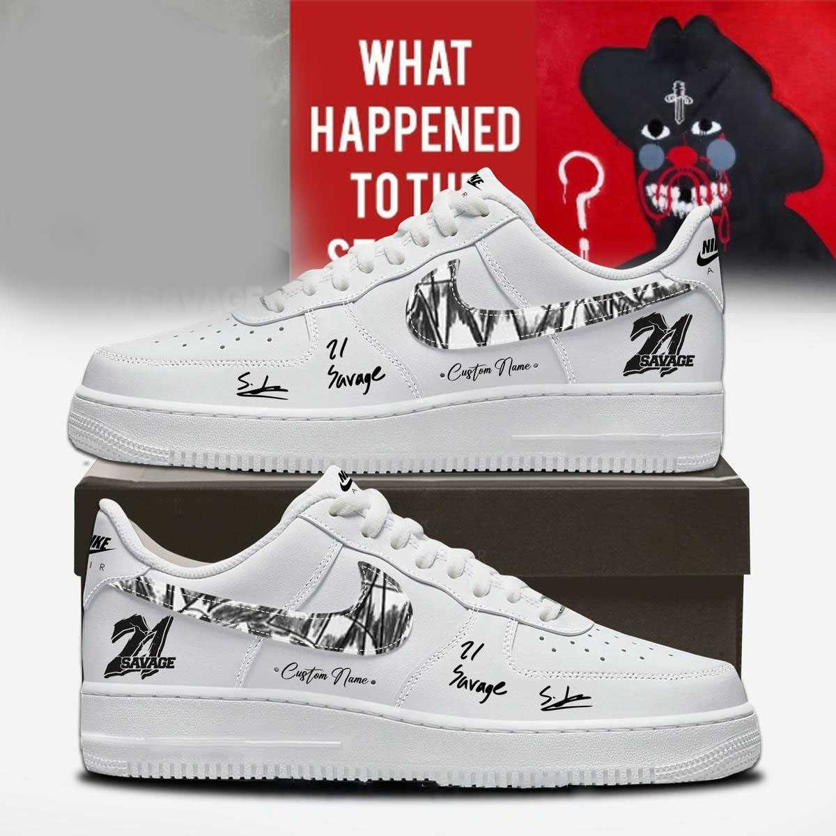 21 Savage What Happened To The Street Album 2025 Custom Name Air Force 1 Shoes 21 Savage What Happened To The Street Album 2025 Custom Name Air Force 1 Shoes