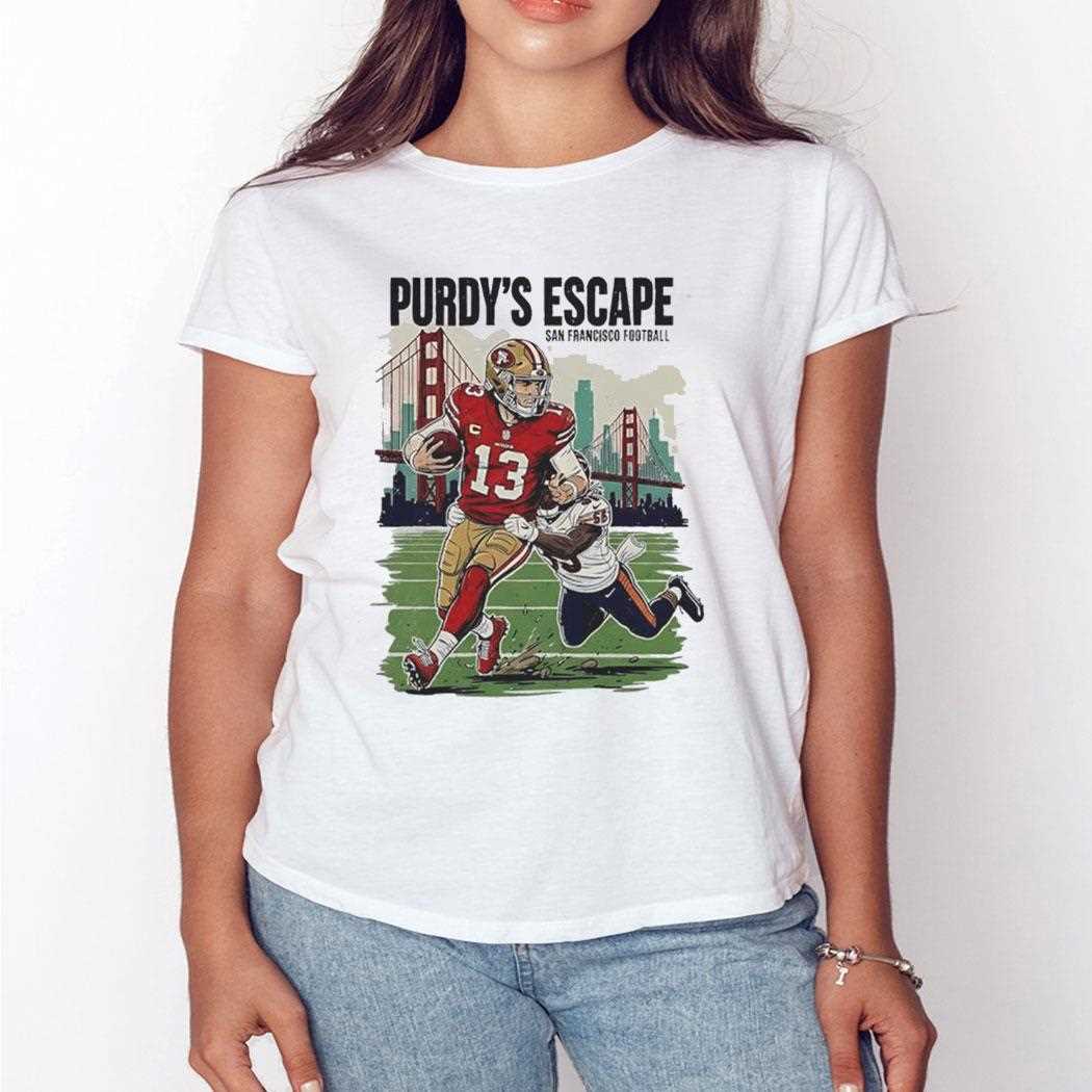 Brock Purdy Escape San Francisco 49ers Vs Chicago Bears Tee Brock Purdy Escape San Francisco 49ers Vs Chicago Bears Tee