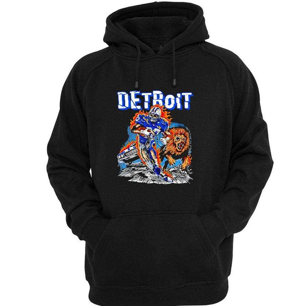 Detroit Lions Skeleton Player 4 Running On Fire With Growling Lion Muscle Car Tee Detroit Lions Skeleton Player 4 Running On Fire With Growling Lion Muscle Car Tee