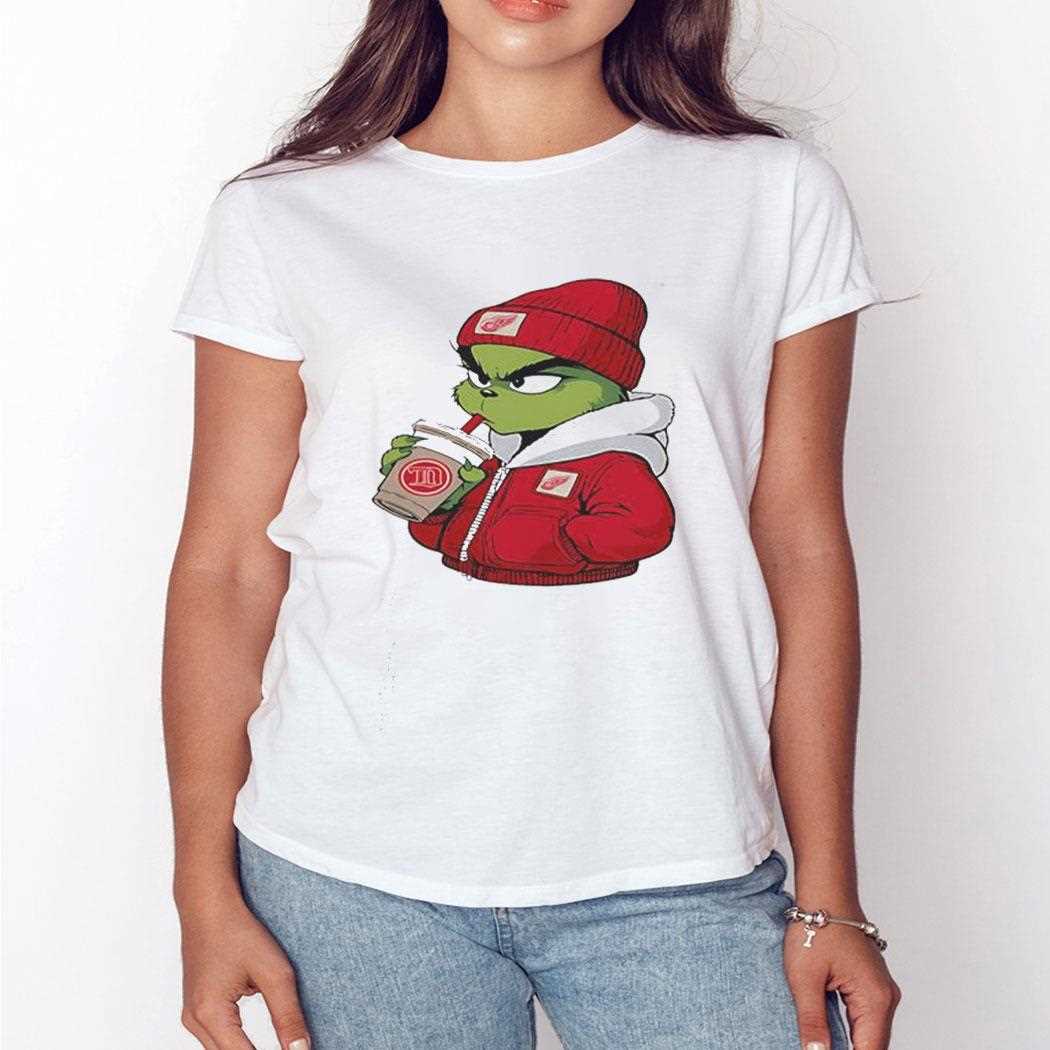 Detroit Red Wings Grinch Drink Milk Tea Shirt Detroit Red Wings Grinch Drink Milk Tea Shirt