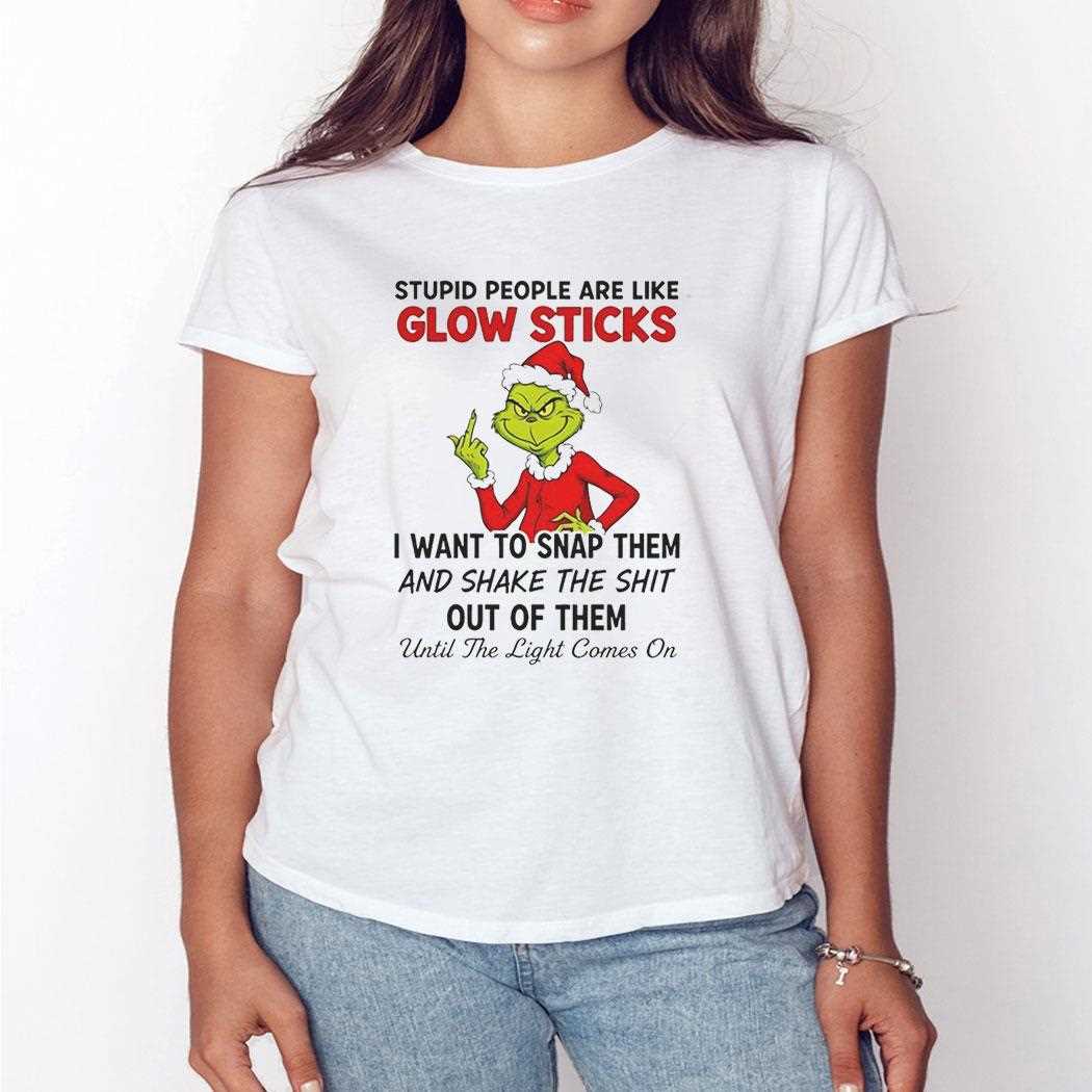 Grinch Stupid People Are Like Glow Sticks Christmas 2025 Tee Grinch Stupid People Are Like Glow Sticks Christmas 2025 Tee
