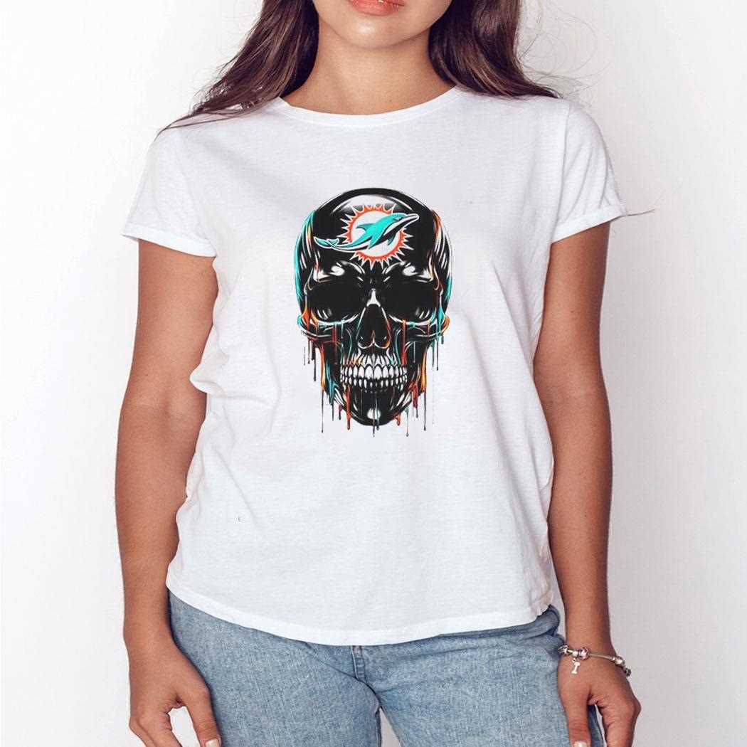 Miami Dolphins Skull Black Art Tee Miami Dolphins Skull Black Art Tee