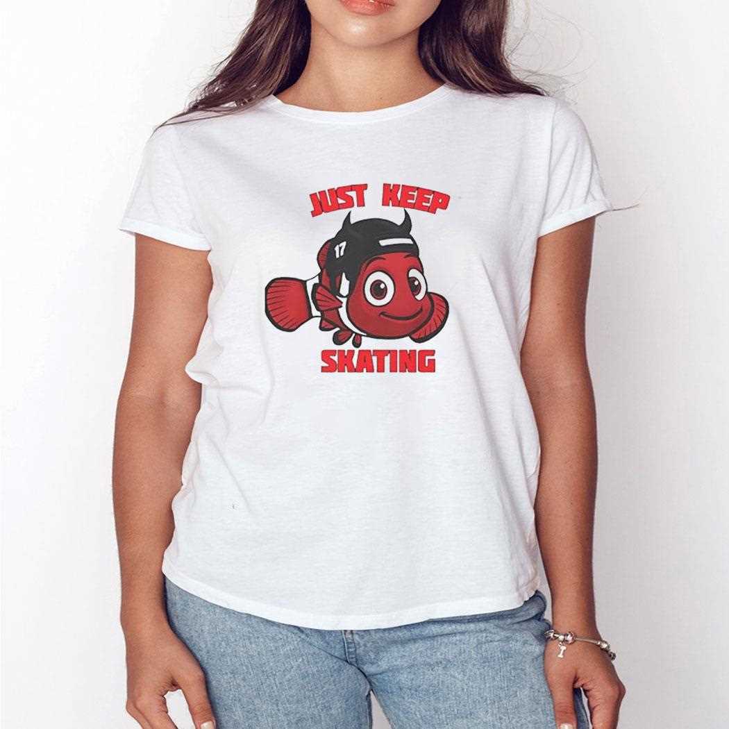 New Jersey Devils Just Keep Skating Clownfish Tee New Jersey Devils Just Keep Skating Clownfish Tee
