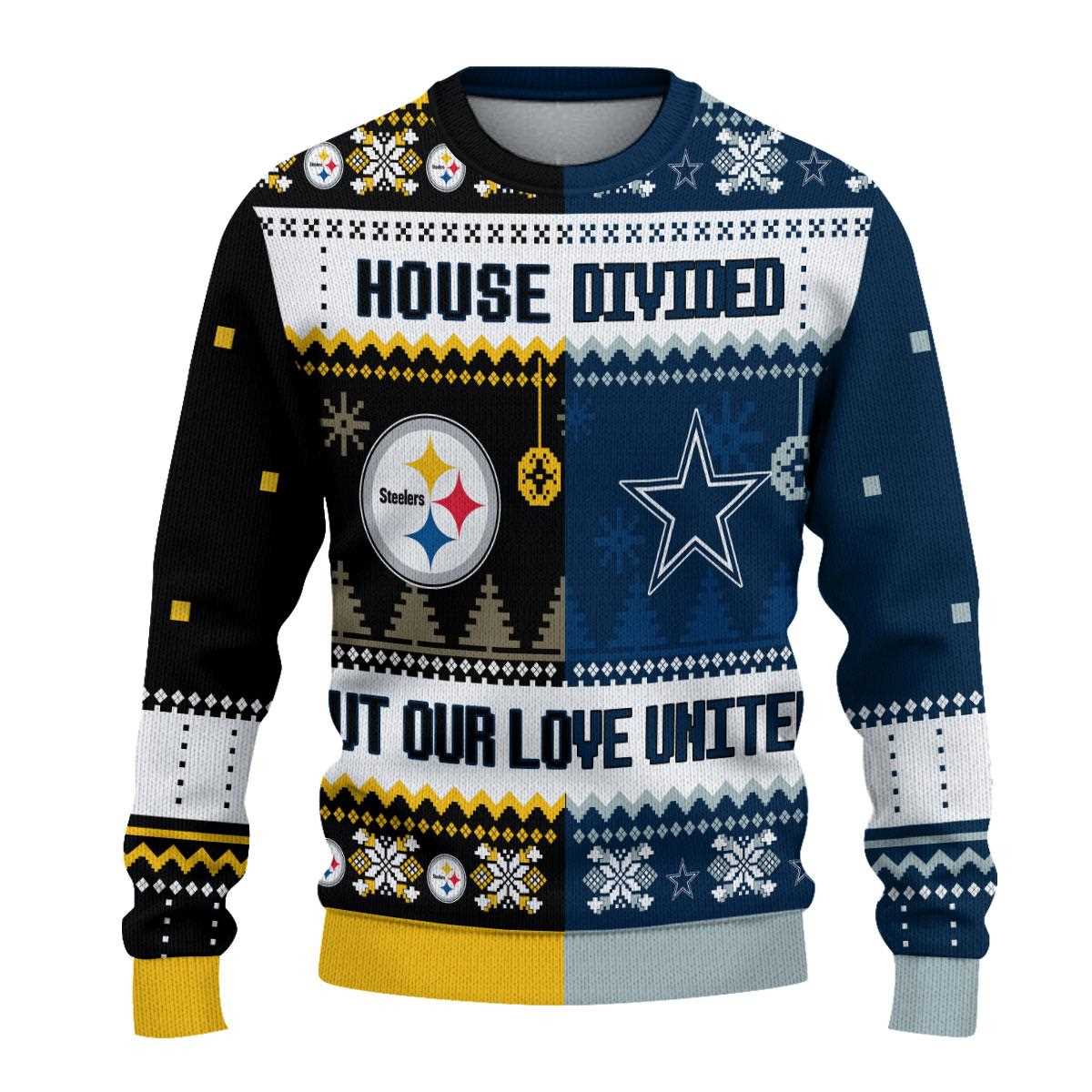 Pittsburgh Steelers Cleveland Browns Nfl House Divided But Our Love United Ugly Christmas Sweater Pittsburgh Steelers Cleveland Browns Nfl House Divided But Our Love United Ugly Christmas Sweater