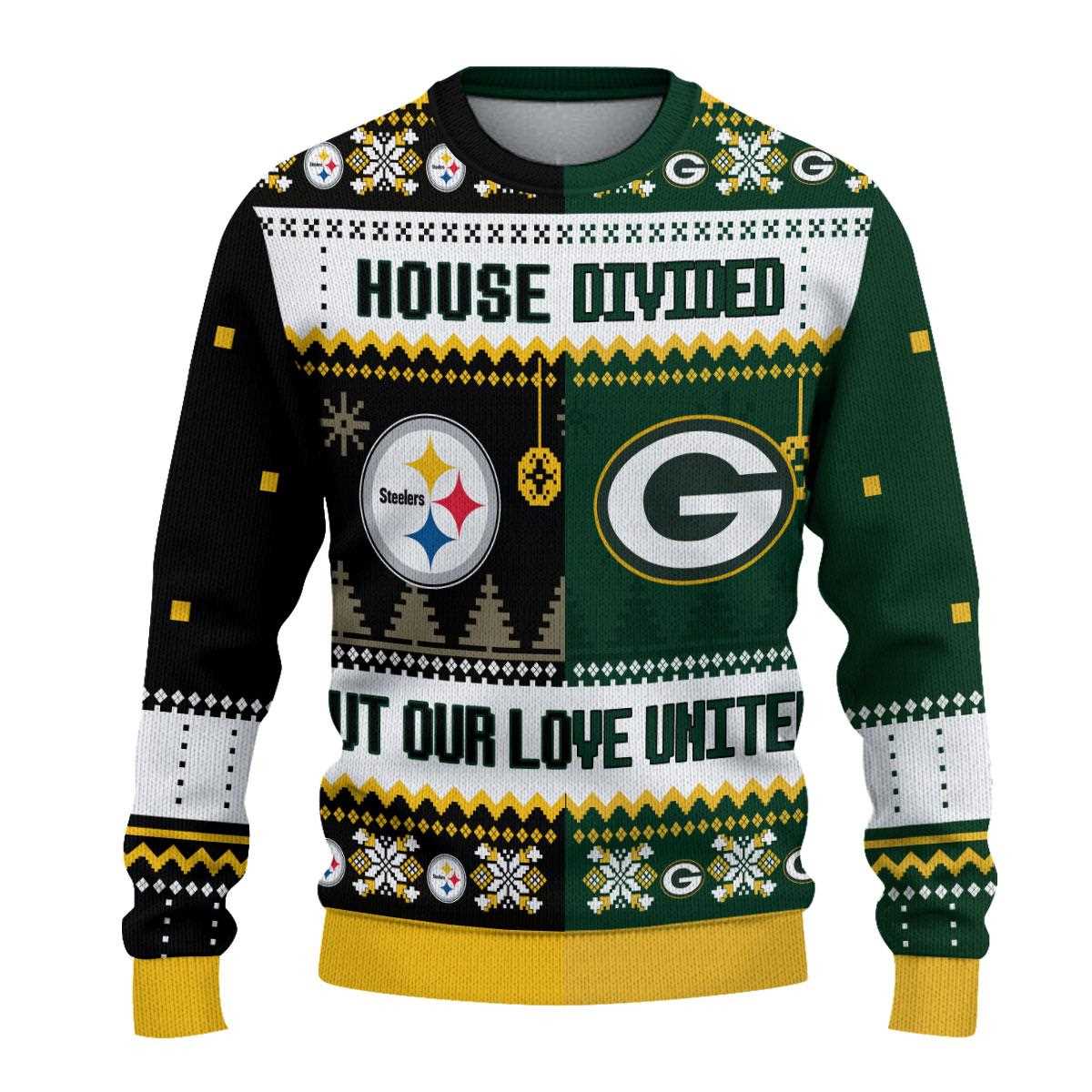 Pittsburgh Steelers Dallas Cowboys Nfl House Divided But Our Love United Ugly Christmas Sweater Pittsburgh Steelers Dallas Cowboys Nfl House Divided But Our Love United Ugly Christmas Sweater