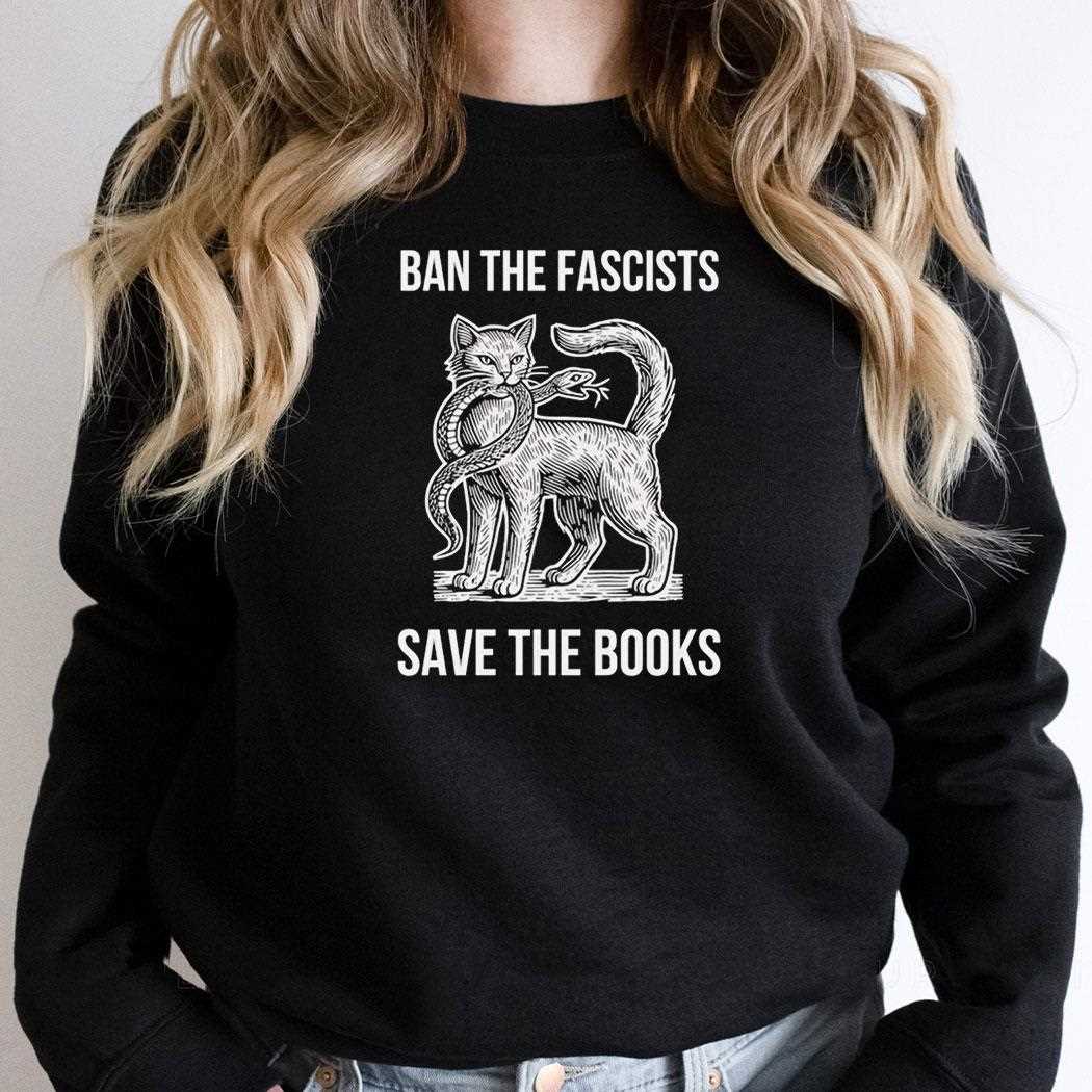 Cat Eat Snake Ban The Fascists Save The Books Tee Cat Eat Snake Ban The Fascists Save The Books Tee