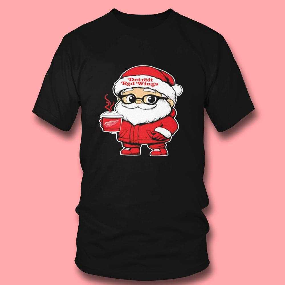 Detroit Red Wings Santa Coffee Tee Detroit Red Wings Santa Coffee Tee