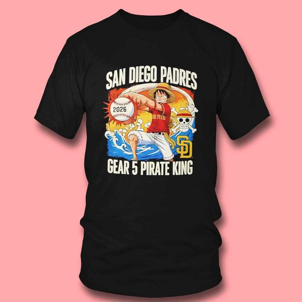 San Diego Padres One Piece 2026 Luffy Gear 5 Pirate King Tee San Diego Padres One Piece 2026 Luffy Gear 5 Pirate King Tee