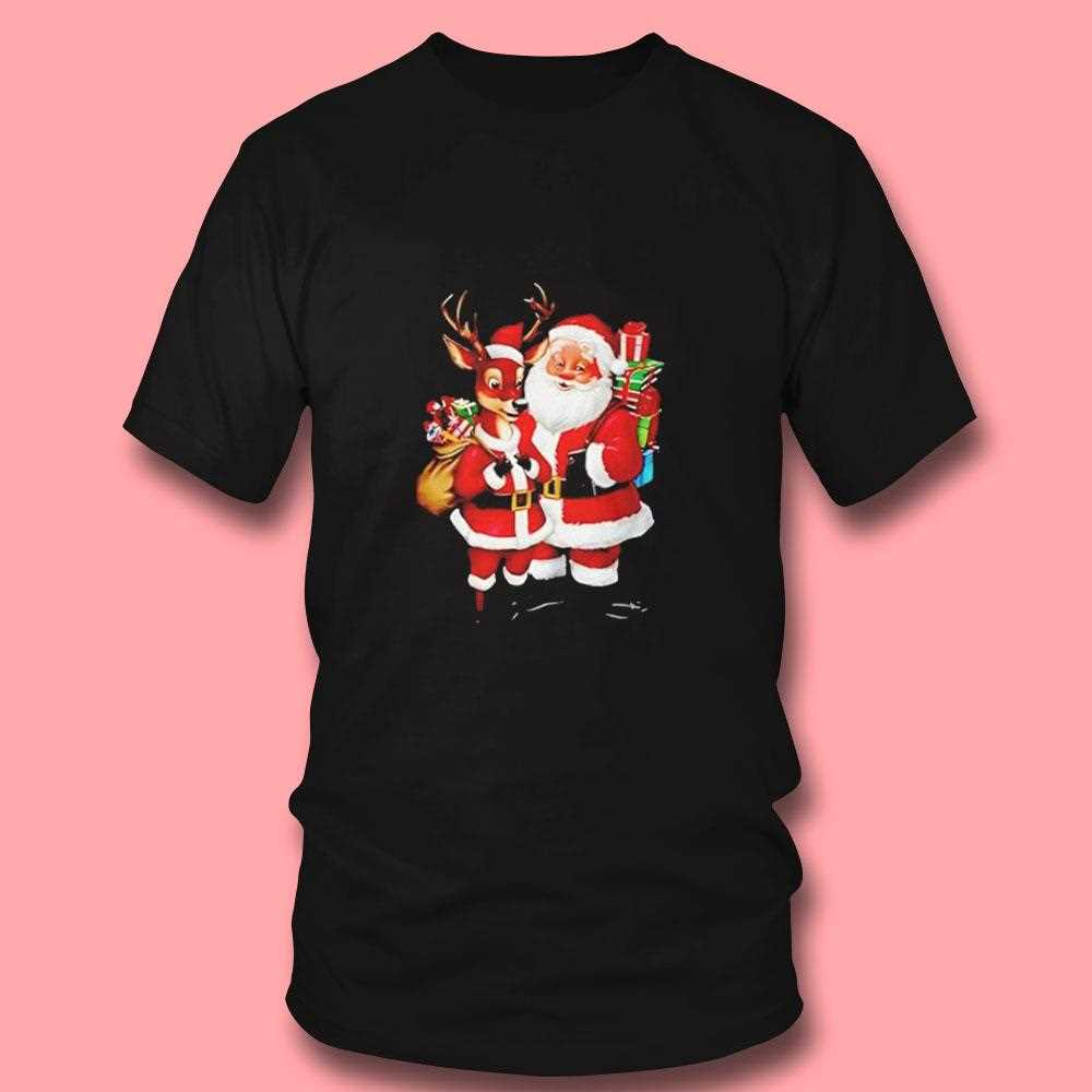 Santa Claus Reindeer Character Christmas Tee Santa Claus Reindeer Character Christmas Tee