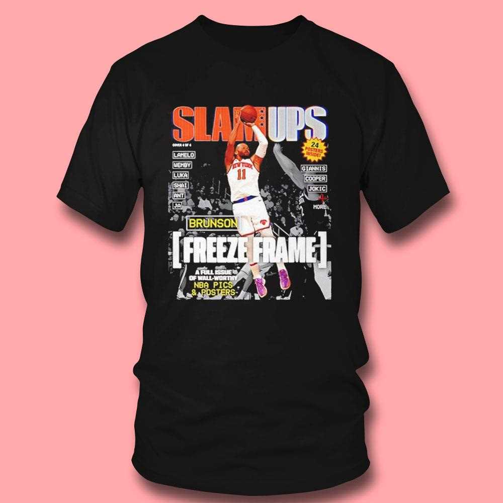 Slam Ups Jalen Brunson Freeze Frame New York Knicks Tee Slam Ups Jalen Brunson Freeze Frame New York Knicks Tee