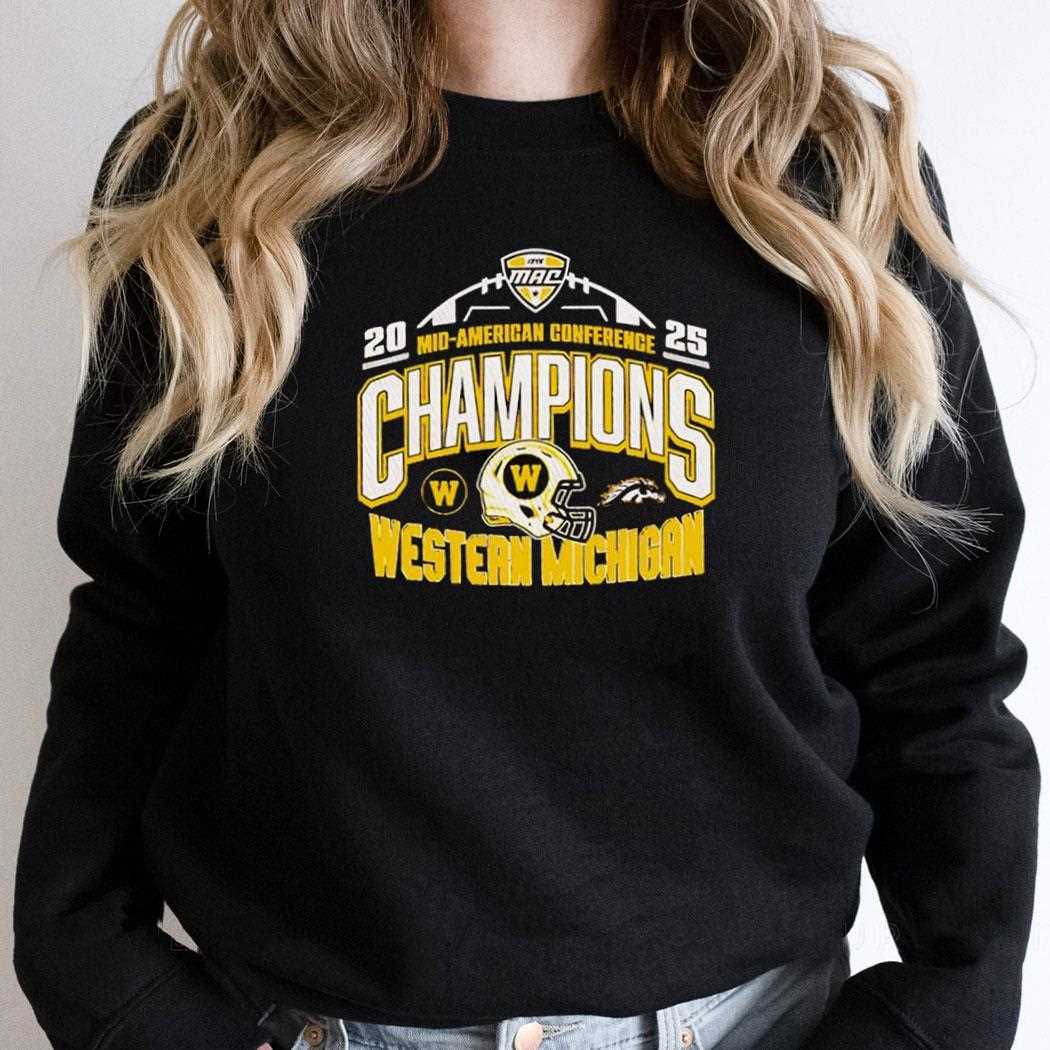 Western Michigan Broncos 2025 Mid-american Conference Football Champions Tee Western Michigan Broncos 2025 Mid-american Conference Football Champions Tee