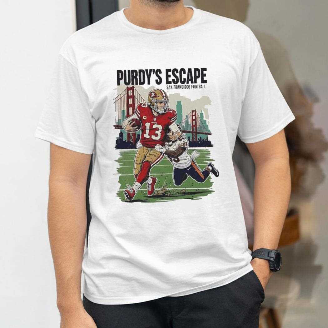 Brock Purdy Escape San Francisco 49ers Vs Chicago Bears Tee Brock Purdy Escape San Francisco 49ers Vs Chicago Bears Tee
