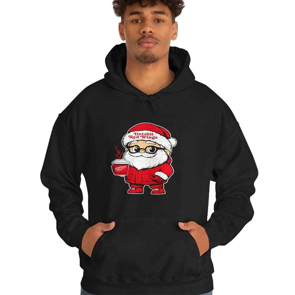 Detroit Red Wings Santa Coffee Tee Detroit Red Wings Santa Coffee Tee