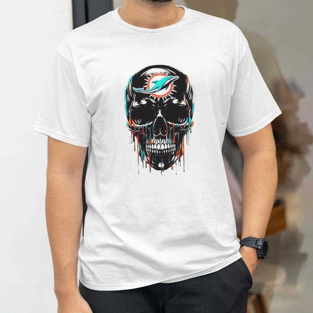 Miami Dolphins Skull Black Art Tee Miami Dolphins Skull Black Art Tee