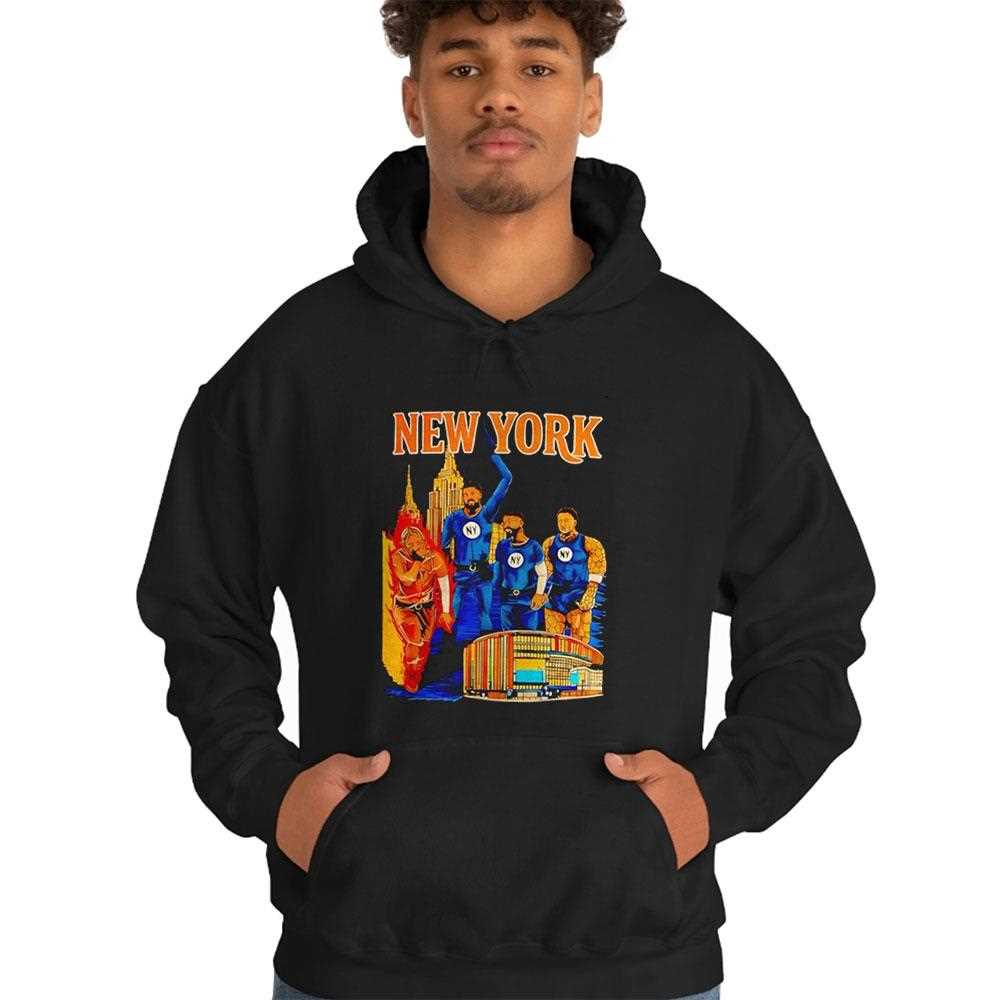 New York Knicks Cup Winners Skyline Cartoon Tee New York Knicks Cup Winners Skyline Cartoon Tee
