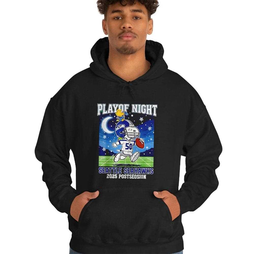 Seattle Seahawks Football Playoff Night Snoopy Peanuts Style Tee Seattle Seahawks Football Playoff Night Snoopy Peanuts Style Tee