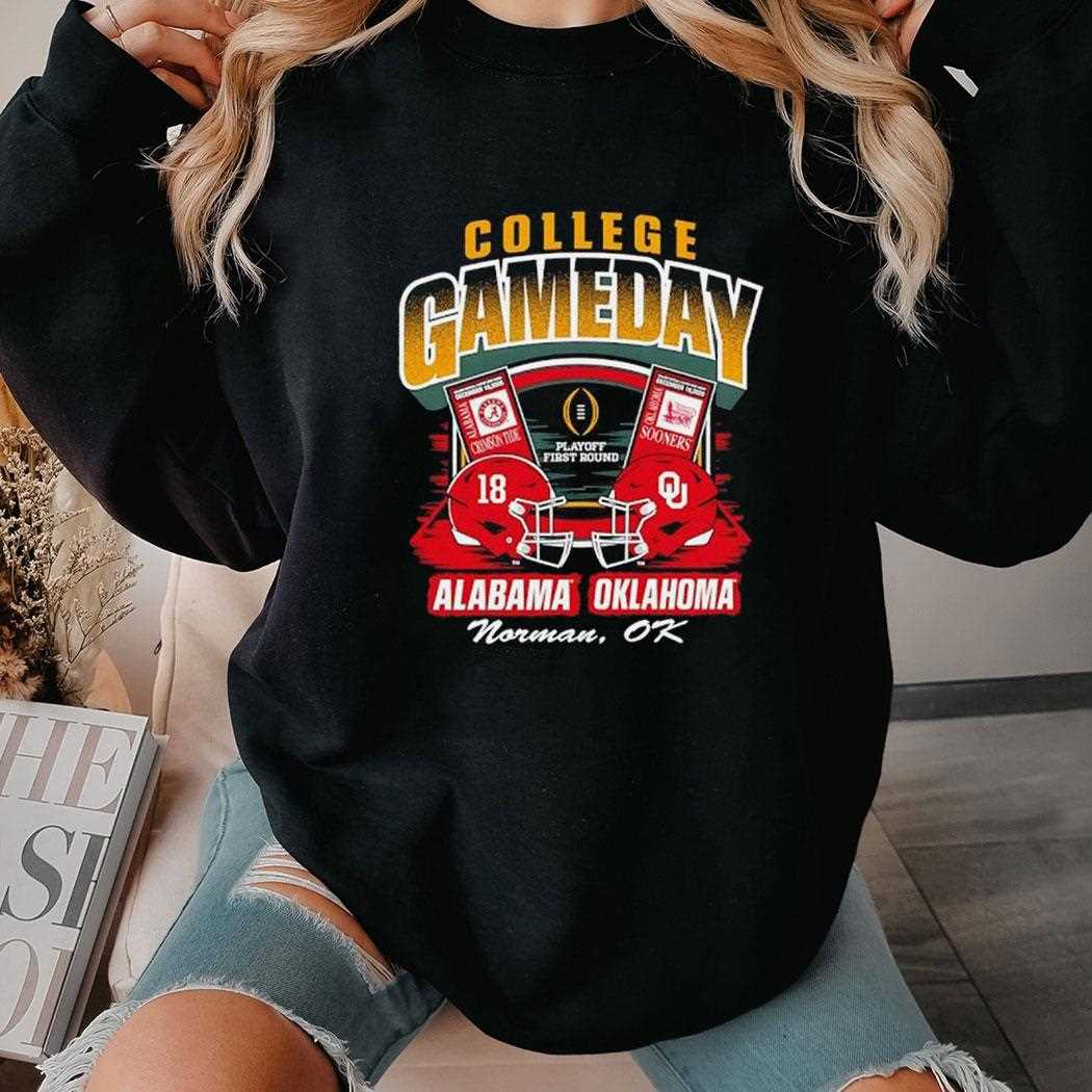 College Gameday 2025-2026 Cfp Alabama Crimson Tide Vs Oklahoma Sooners 1st Round Tee College Gameday 2025-2026 Cfp Alabama Crimson Tide Vs Oklahoma Sooners 1st Round Tee