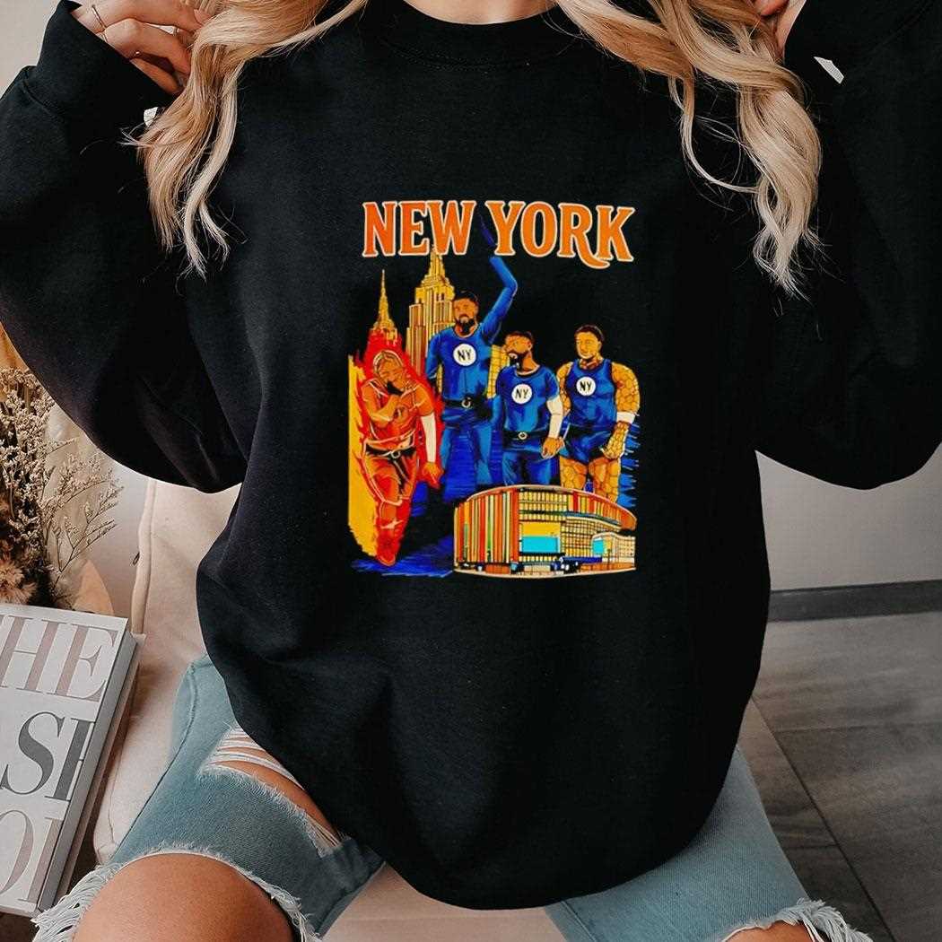 New York Knicks Cup Winners Skyline Cartoon Tee New York Knicks Cup Winners Skyline Cartoon Tee