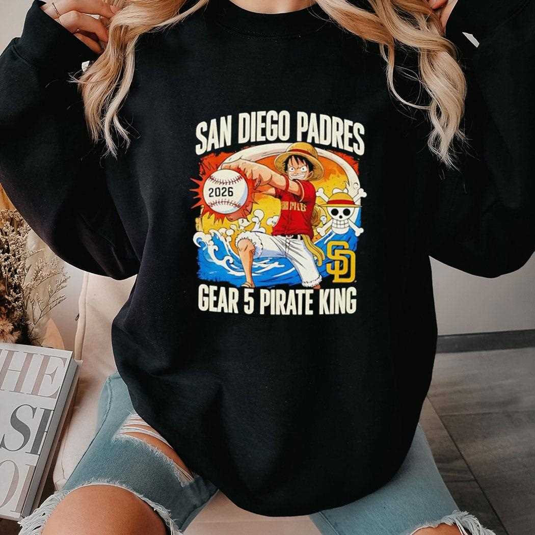 San Diego Padres One Piece 2026 Luffy Gear 5 Pirate King Tee San Diego Padres One Piece 2026 Luffy Gear 5 Pirate King Tee
