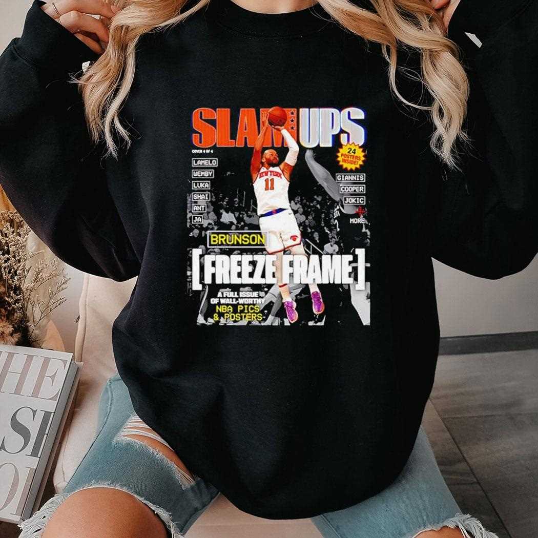 Slam Ups Jalen Brunson Freeze Frame New York Knicks Tee Slam Ups Jalen Brunson Freeze Frame New York Knicks Tee