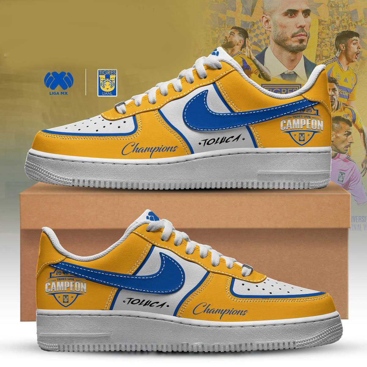 Amarilla Tigres Campeones Liga Mx Champions 2025 Custom Name Air Force 1 Shoes Amarilla Tigres Campeones Liga Mx Champions 2025 Custom Name Air Force 1 Shoes