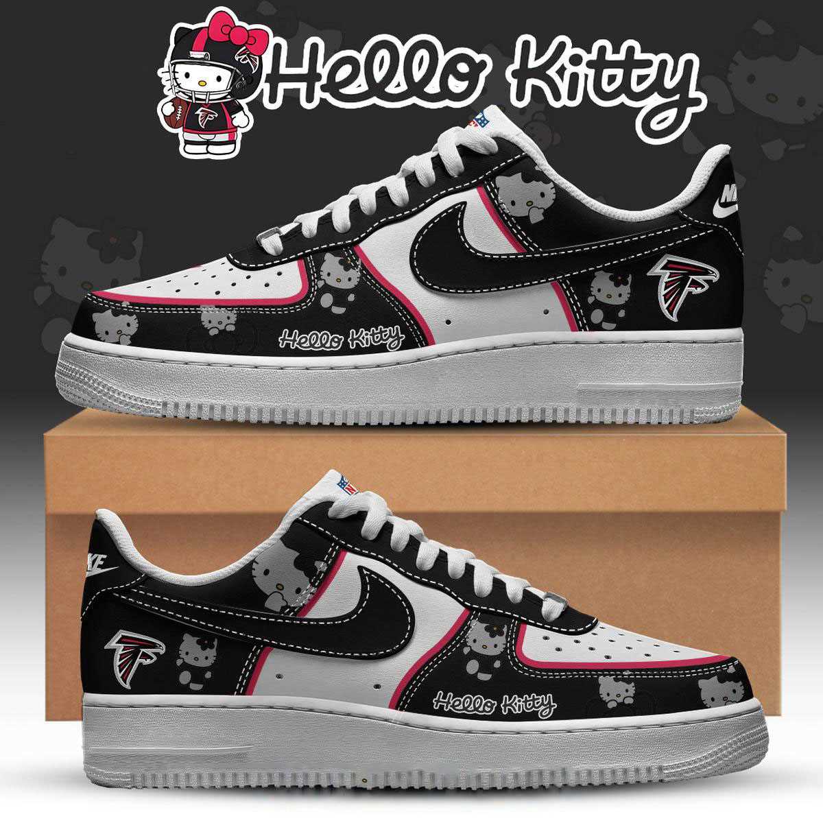 Atlanta Falcons Hello Kitty Nfl 2025 X-mas Custom Name Air Force 1 Shoes Atlanta Falcons Hello Kitty Nfl 2025 X-mas Custom Name Air Force 1 Shoes