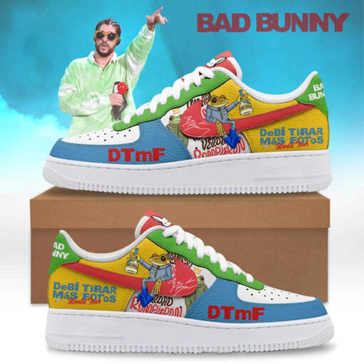 Bad Bunny Puerto Rican Ladykiller 2025 Custom Name Air Force 1 Shoes Bad Bunny Puerto Rican Ladykiller 2025 Custom Name Air Force 1 Shoes